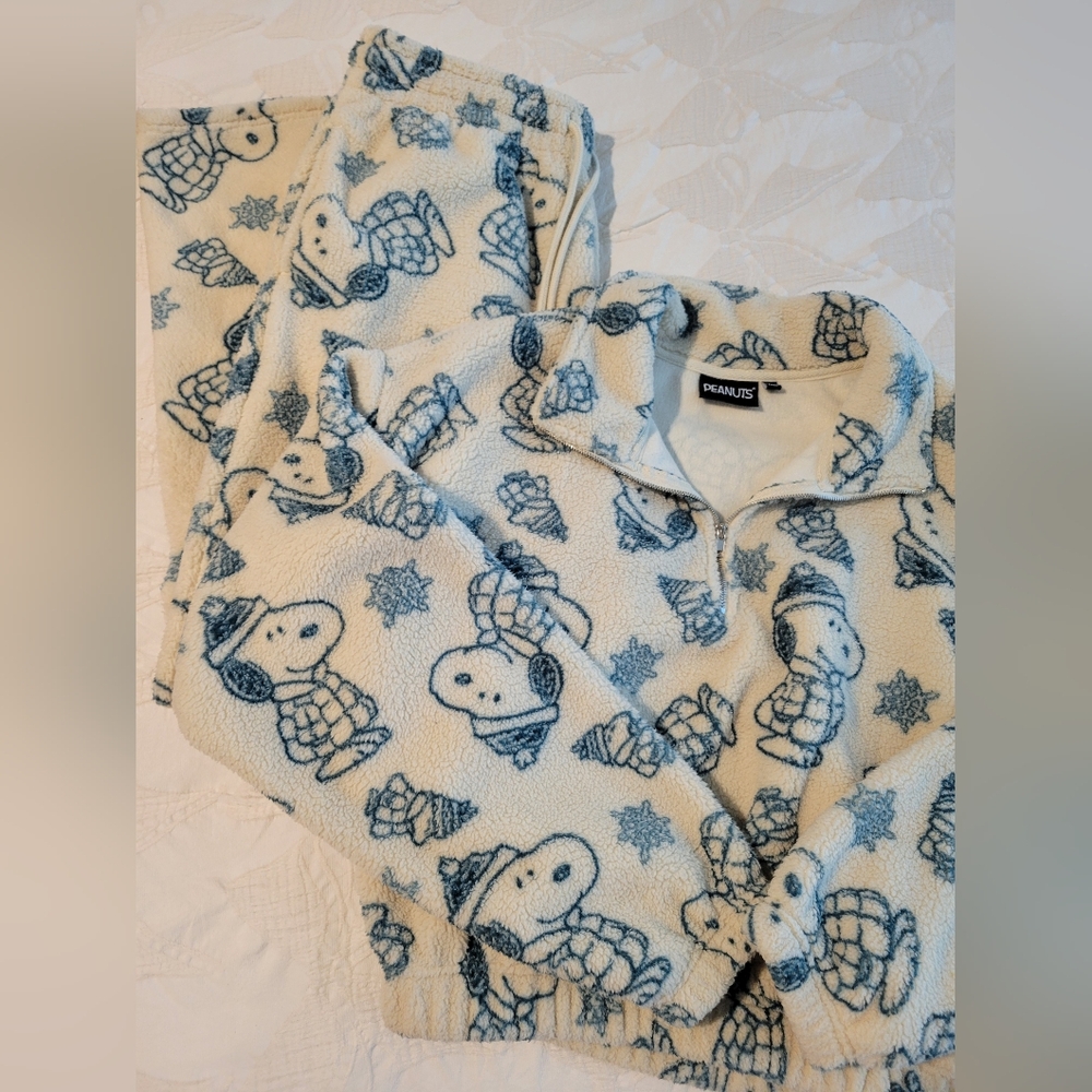 Snoopy Fleece Pajama Hoodie Sweatshirt Sherpa Set